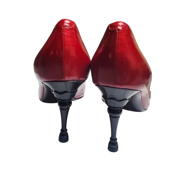 Celine Vampy Pumps Goth Pin-Up Red Patent Leather Black Carved Heel - 36.5 IT - Picture 9 of 11